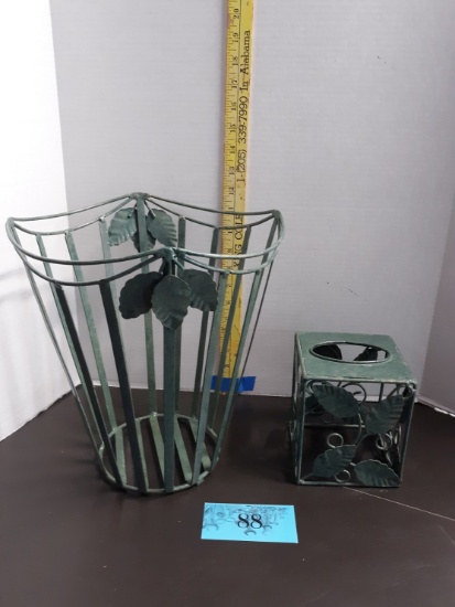 Metal Wast Basket and Tissue Holder