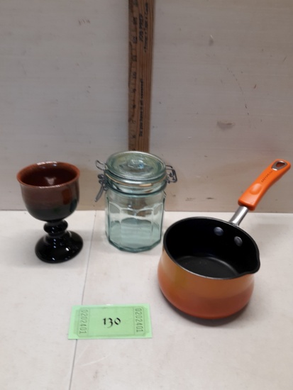 Misc Lot, Rachel Ray Pot, Stoneware Goblet, Latching Jar Made in Italy