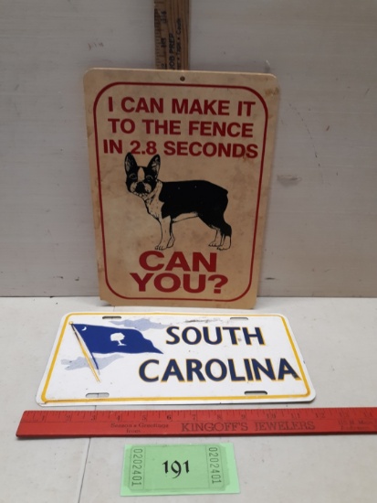 Plastic Dog Sign, SC Tag