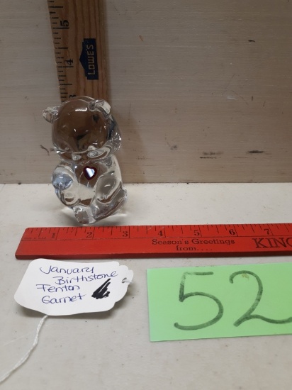 Fenton January Birthday Bear Clear Crystal Figurine