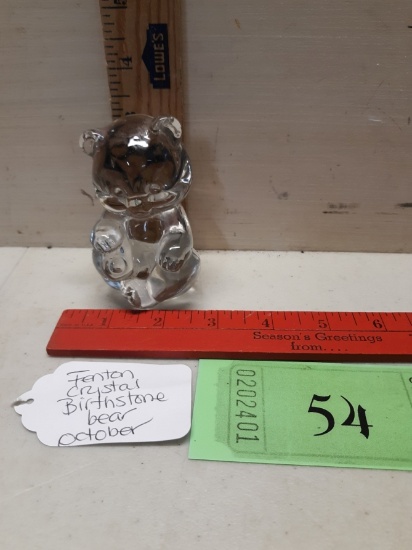 Fenton October Birthday Bear Clear Crystal Figurine