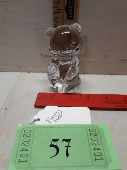 Fenton Birthday Bear Clear Crystal Figurine
