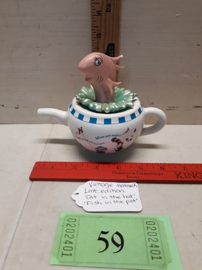 Vtg Hallmark Limited Edition "Cat in the Hat", "Fish in the Pond", small chip