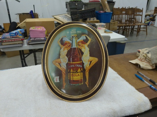 vintage RC Cola tray, nice early USA made royal crown cola metal tray 14.5 in long and 11.5in wide