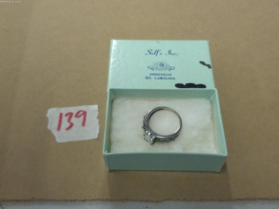vintage sterling ring with diamond?, in original box from self's inc. diamonds anderson, sc size 7 w