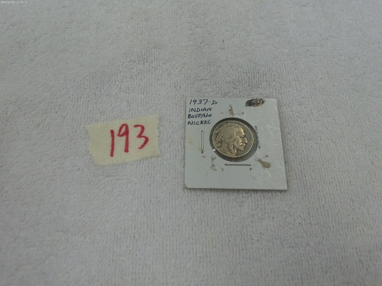 buffalo nickel, 1937-D in card