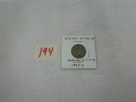 WW2 silver nickel, 1943- S in card