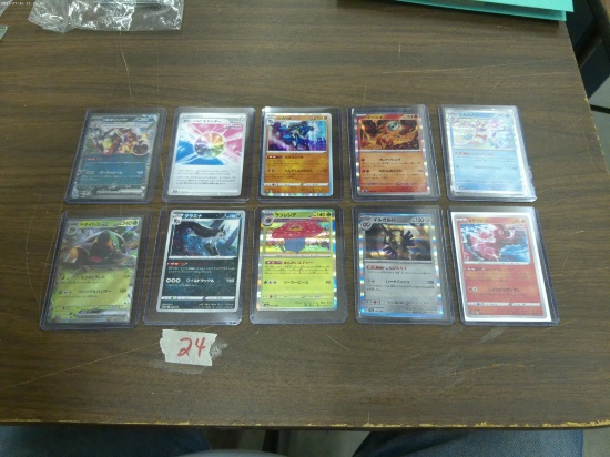 pokemon cards, 10 holograhic japanese cards in hard protective card sleeves