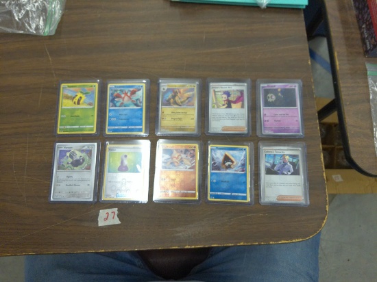 pokemon cards, 10 holographic english cards in hard protective sleeves