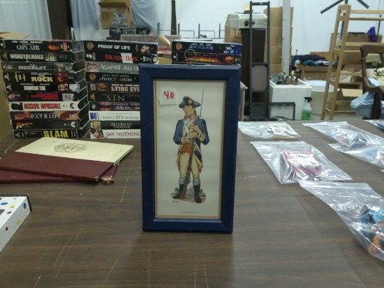 early american art, framed image of one of washington's bodygaurds by Frederick Elmiger 6x10
