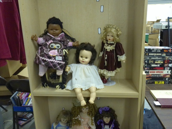 vintage dolls, lot of 3 two baby dolls and a porcelain doll tallest is 17in