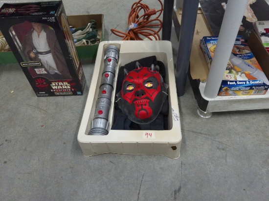 star wars costume, late 1990s darth maul with double sided lightsaber youth size