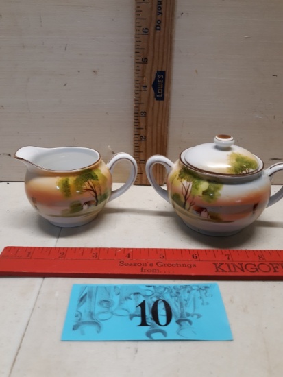 Vintage Nippon Hand Painted Creamer and Sugar