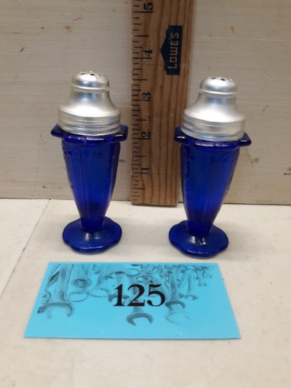 Vintage Cobalt Blue Salt and Pepper