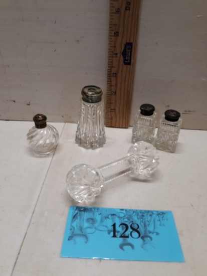 Vintage Salt and Pepper, Glass Knife Holder