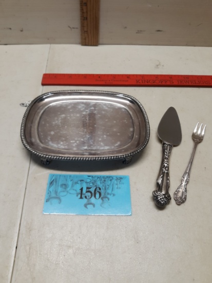 Stainless Serving Plate with Knife, fork
