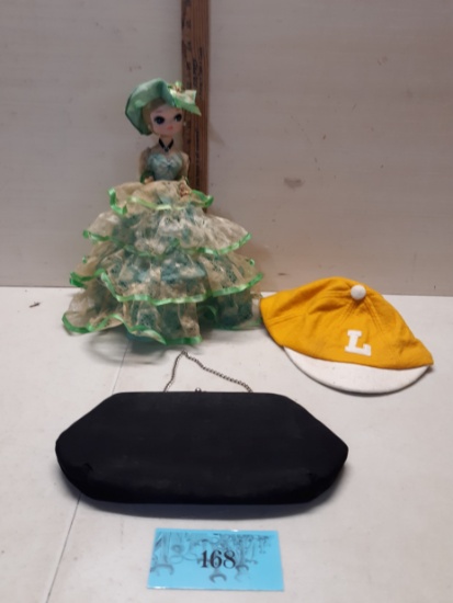 Vintage Purse, Doll, Cap