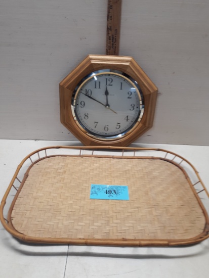 Wall Clock, Bamboo Tray