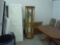 lighted display cabinet, wood with rounded glass 72in tall and 23in wide