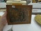 embossed copper art, image of cats on a dark wood board 8x10