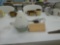 home electronics, digital modern wood alarm clock and a young living essential oils machine both in