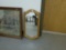mirror, vintage wood frame wall mirror 25in tall and 13in wide