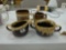 stoneware pottery, two mugs and a vintage pfaltzgraff cream and sugar set