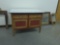 antique hoosier style kitchen work table and cabinet, has 4 drawers and original hardware and top 31
