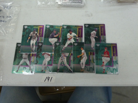 baseball cards, 9 limited edition gold leaf rookie cards from 1996
