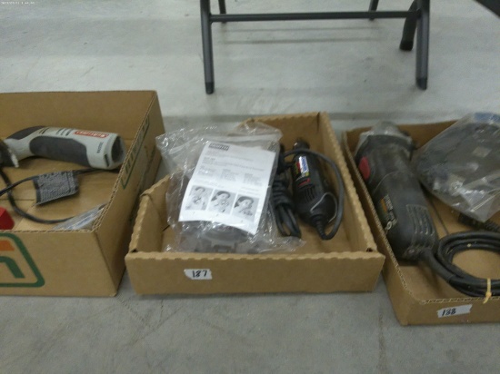 tool lot, includes a dremel tool and a escape respirator