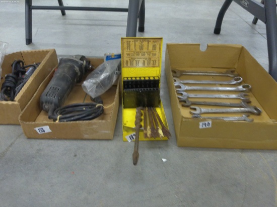 drill bits, metal case and large bits