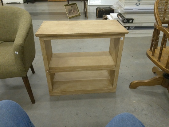 bookshelf, small wood open shelf design 25in tall and 27in wide