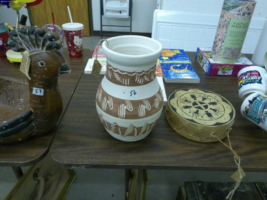 native american pottery, handmade by a native american artist in cherokee,nc 10in tall