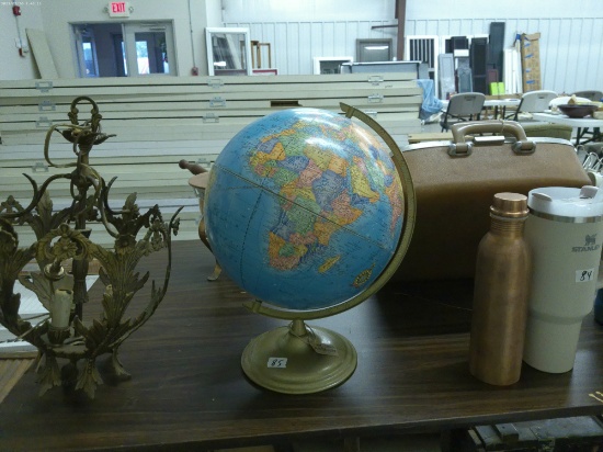 vintage world globe, made by cram's 15in tall on stand