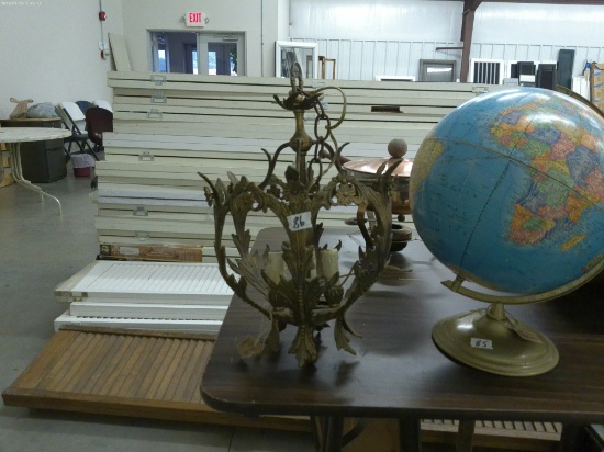 art deco chandelier, made in spain of brass 16in tall