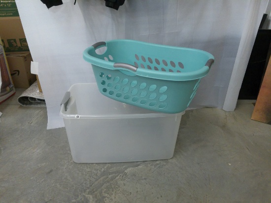 storage, standard hamper and large storage tub with no lid