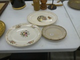 serving plates, lot includes two with 22k gold trim one vitctorian scene and one floral also a small