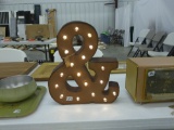 lighted ampersand, all metal and working can be hung up or free standing 14in tall