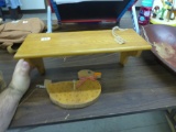 wood wall decor, small wood shelf 15in long and a wood duck wall peg