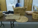 wicker decor, magazine basket, serving basket, and woven hotpad for large pots and dishes