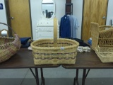vintage bread basket, handwoven with various colors 16in long