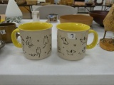 oversized designer coffee mugs, set of two matching mugs one with dogs and one with cats by amorarc