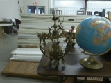 art deco chandelier, made in spain of brass 16in tall