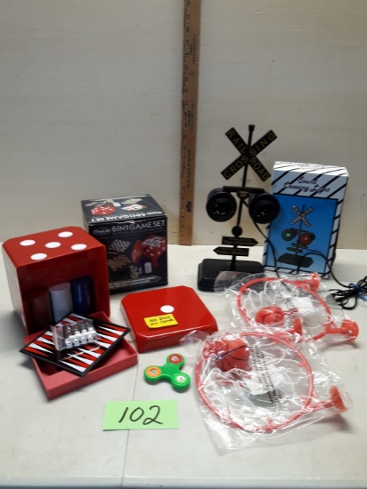 Misc Lot, RR Crossing (may need new bulbs), Basketball Hoops, 6 in 1 Game Set