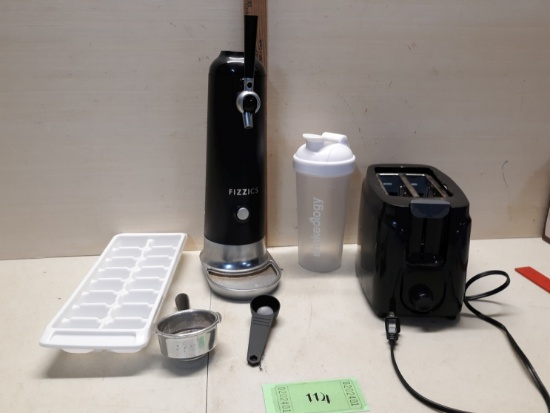 Misc Lot, Toaster (works), Fizzics, ice trays and more