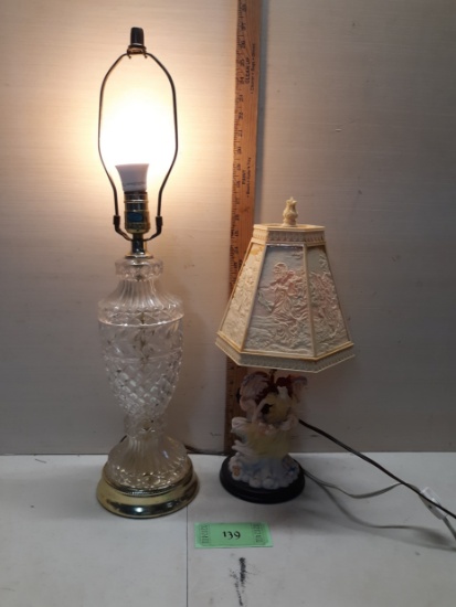 Glass Base Lamp, Angle Lamp (shade broken)