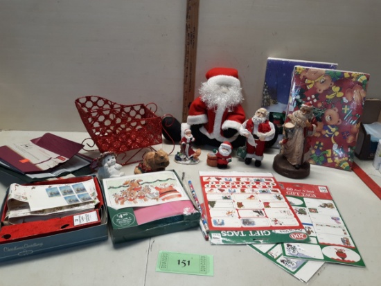 Christmas Décor Lot, Santa's, Sleigh, Cards and more
