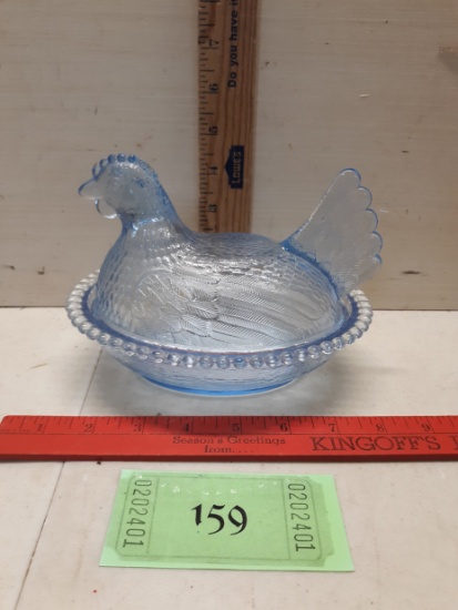 Vintage Light Blue Hen On Nest