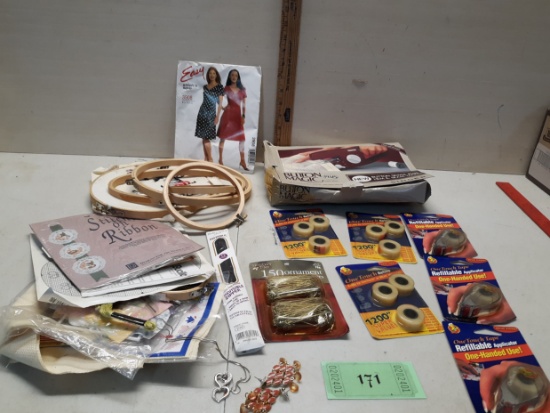 Misc Sewing/Craft Lot, Button Magic, One Touch Tape and Refills and more