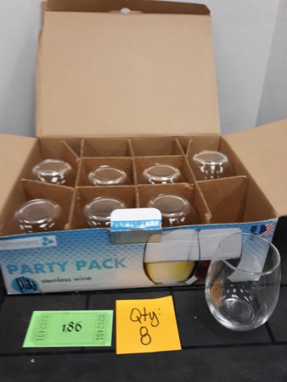 Stemless Wine Tumblers, 15oz, Qty:8